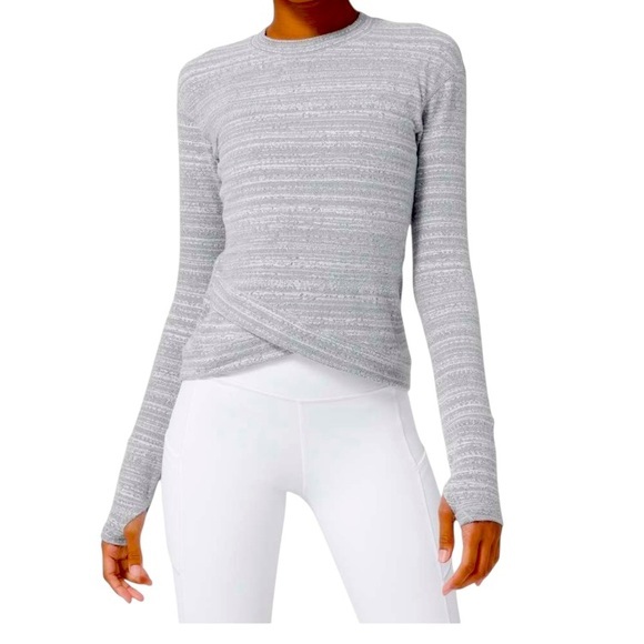 Lululemon Close to Crossing Long Sleeve Size 8 Rulu Vivid Stripe Jacquard White - Picture 1 of 9
